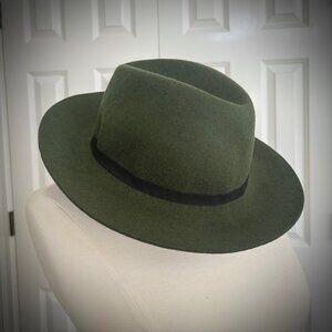 Hinge Loden Green Wool Felt Wide Brim Fedora